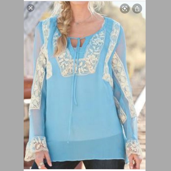 Sundance Tops - Sundance Bohemian Silk Sky Blue Tunic. D/A114/M